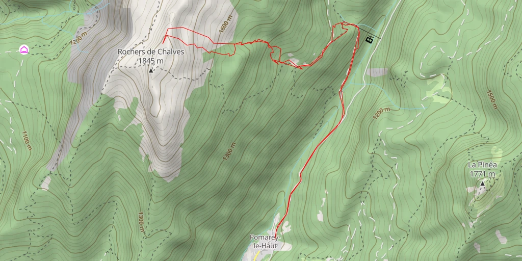 Map of the trail for Rochers de Chalves - Bannettes Versant E