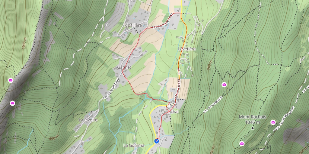Carte de l'itinéraire :  Chemin du Replat - Saint-Martin-le-Vinoux