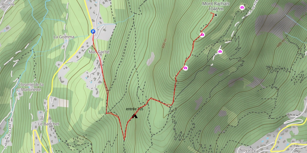 Map of the trail for Mont Rachais