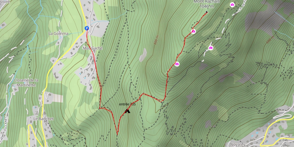 Map of the trail for Mont Rachais