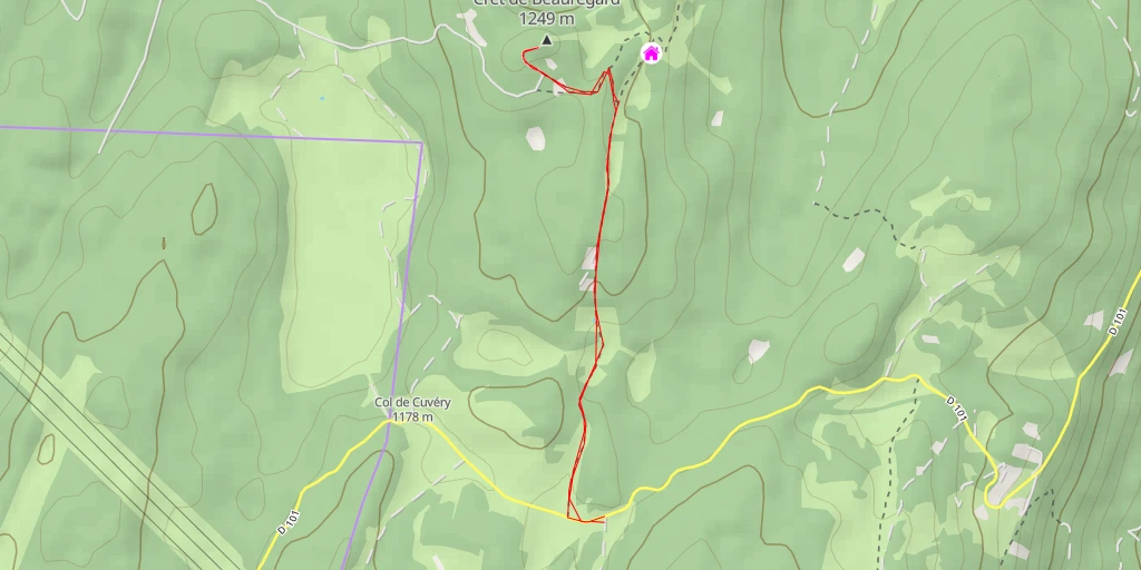 Map of the trail for Crêt de Beauregard