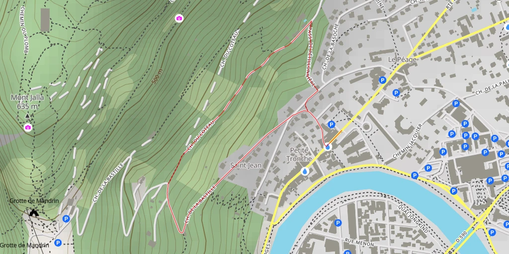 Map of the trail for Chemin de la Bastille - Grenoble