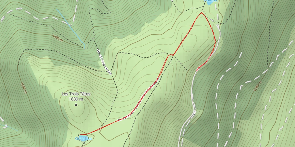 Map of the trail for Les Trois Têtes
