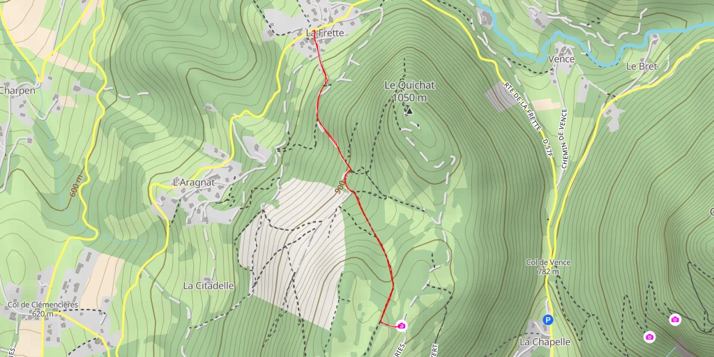 Carte de l'itinéraire :  Les Granges - Corenc