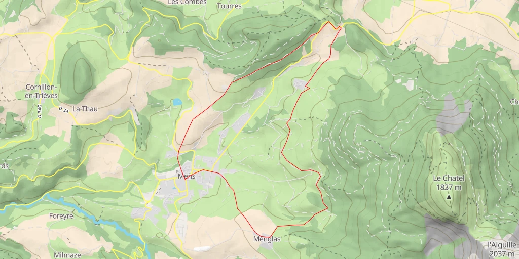 Map of the trail for Col de Saint Sébastien demi-tour panoramique de Mens
