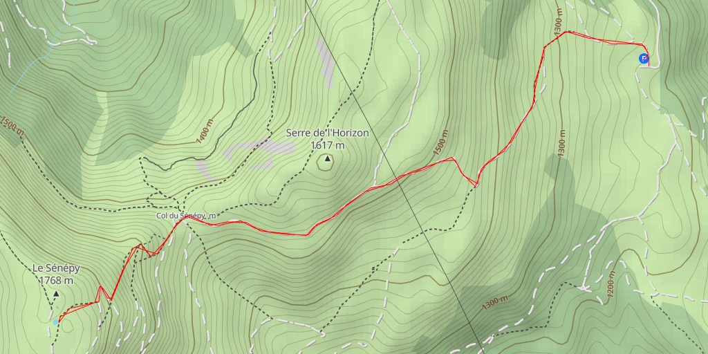 Carte de l'itinéraire :  62 - Chemin de la Crête de Sénepy