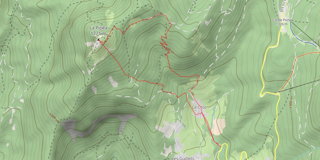 Map of the trail for La Pinéa Face SE - depuis le Croz