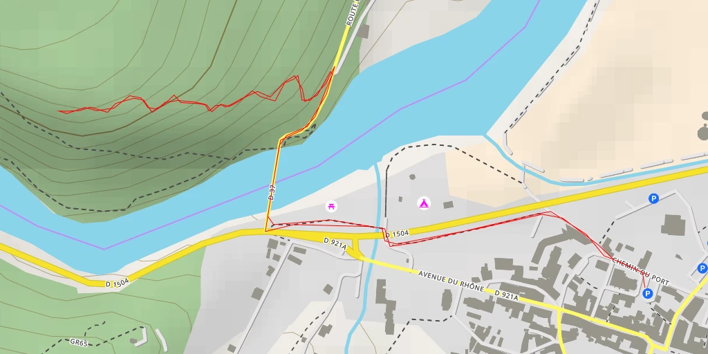 Map of the trail for Route de Belley