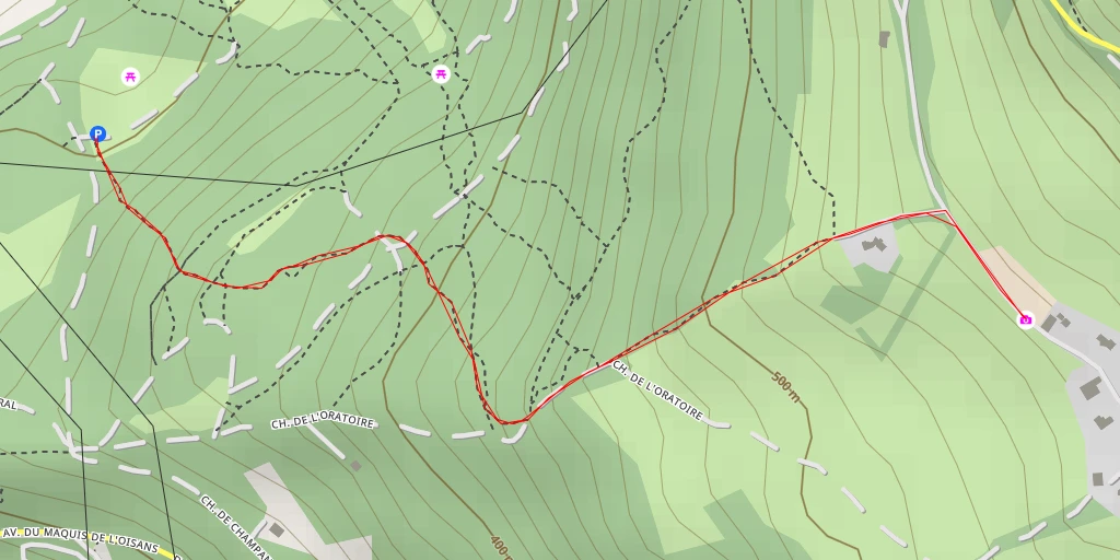 Carte de l'itinéraire :  Chemin du Murier - Poisat