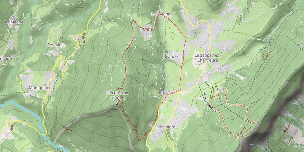 Map of the trail for L'Écoutoux L'arête à Jojo