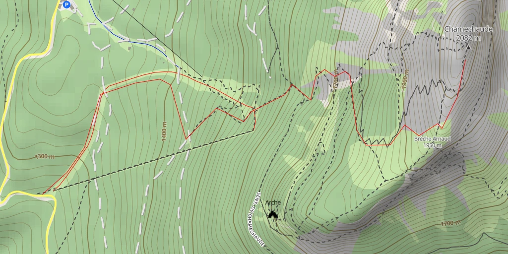 Map of the trail for Chamechaude Versant W