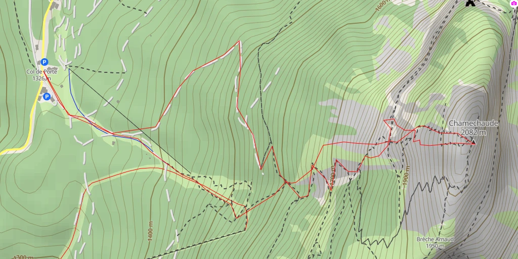 Map of the trail for Chamechaude La Conquête de l'Ouest