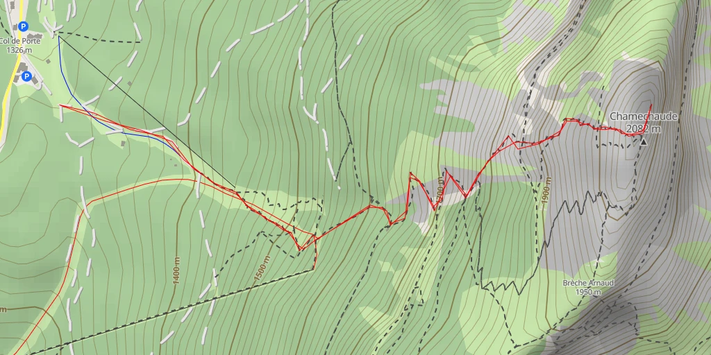 Map of the trail for Chamechaude