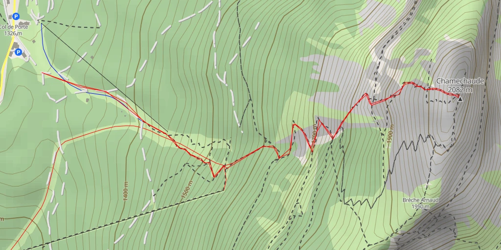 Map of the trail for Chamechaude