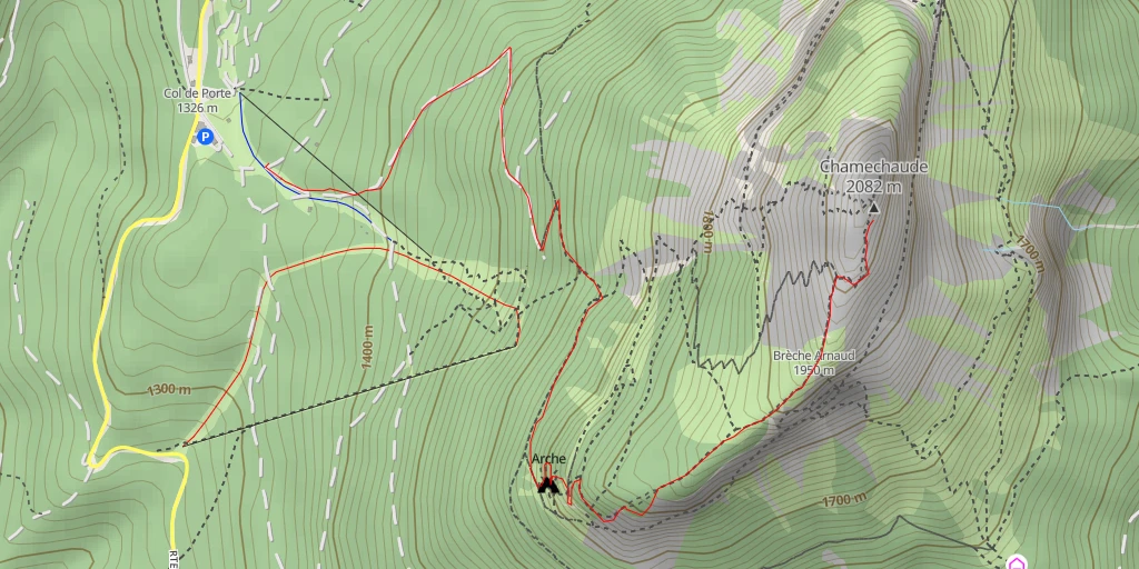 Map of the trail for Chamechaude Par le Pas de l'Arche