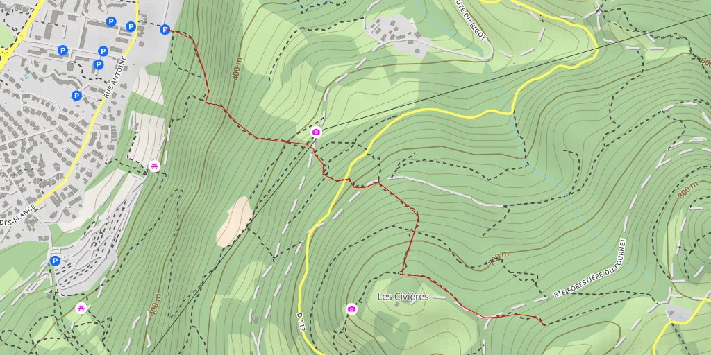 Map of the trail for Montagne du Mulet