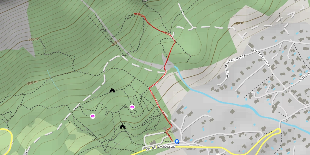 Map of the trail for Fontaine Ardente - Chemin des Réservoirs