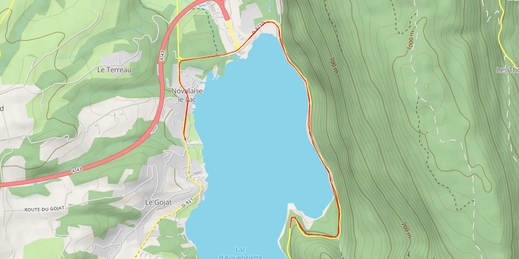 Map of the trail for Route du Lac - Aiguebelette-le-Lac