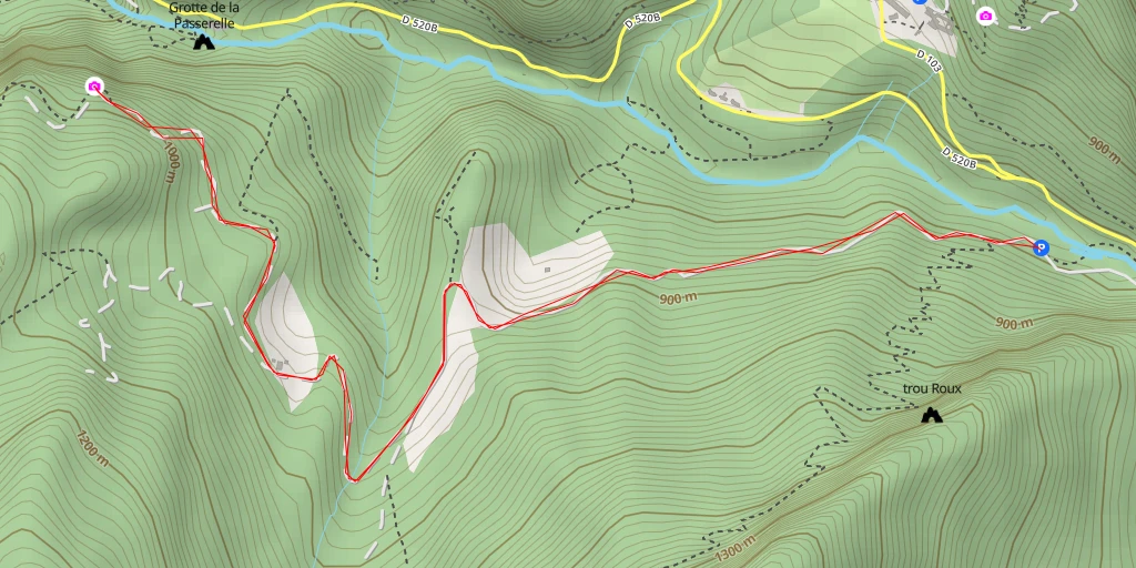 Map of the trail for Belvédère des Sangles