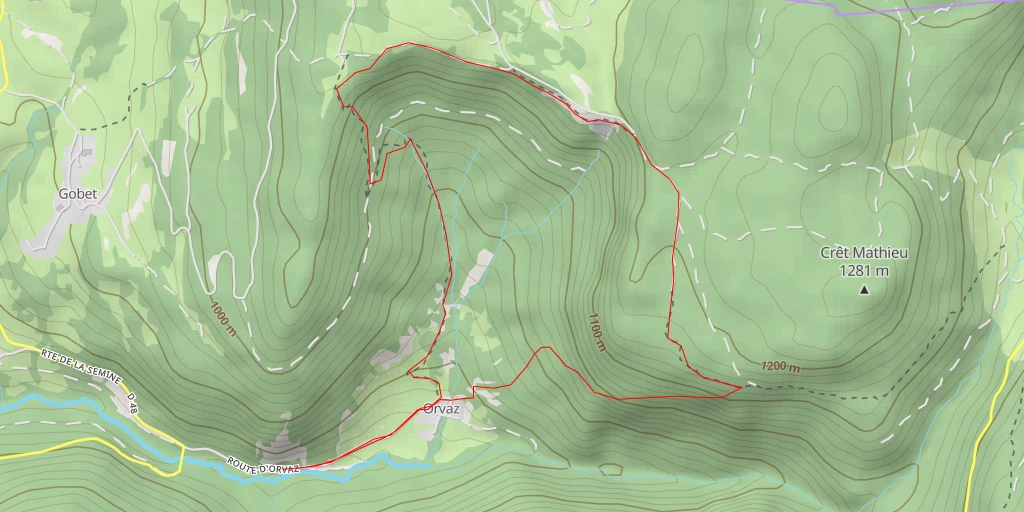 Map of the trail for Point de vue des Roches d'Orvaz