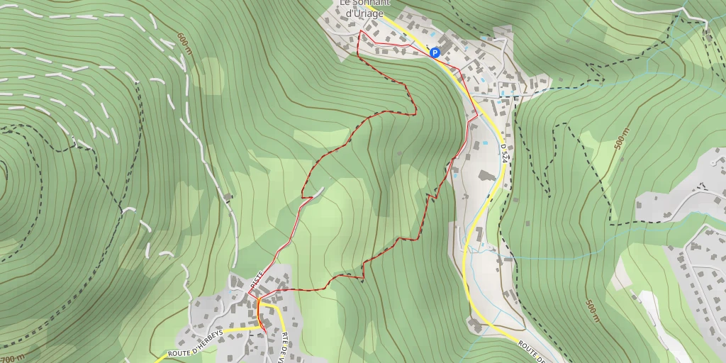Map of the trail for Chemin des Taillées
