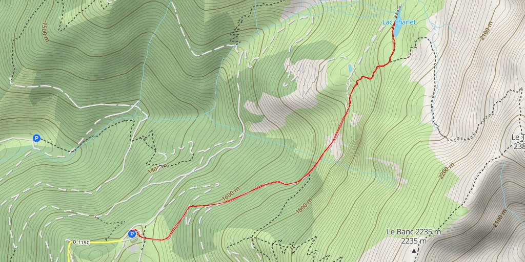 Map of the trail for Lac Charlet