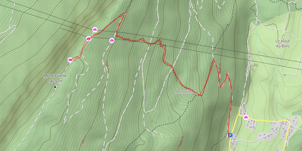 Carte de l'itinéraire :  Belvédère du Mont Grêle