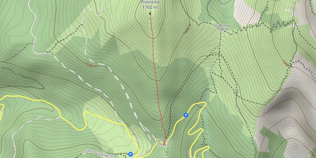 Map of the trail for Pravouta