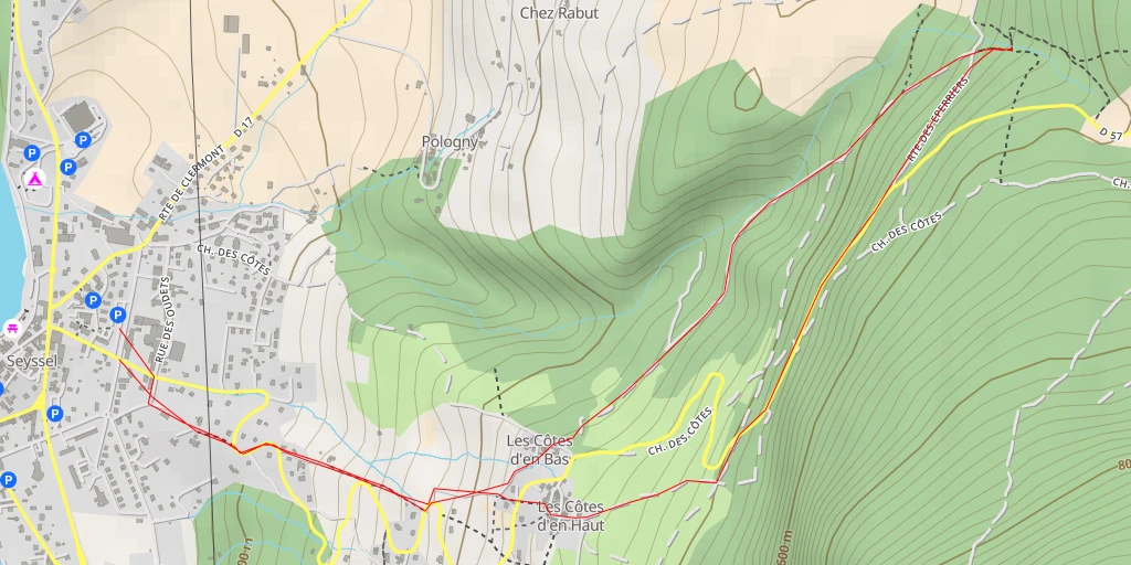 Map of the trail for Route des Eperriers - Route des Eperriers