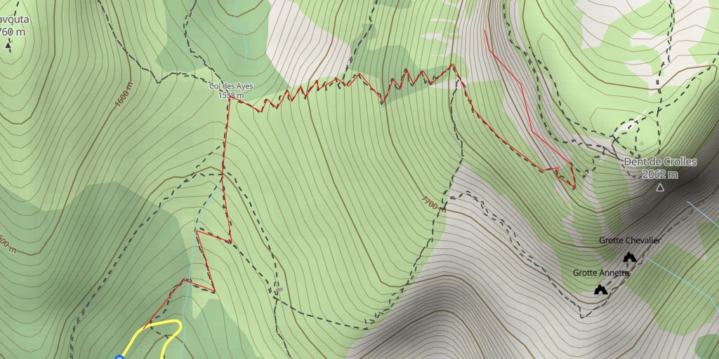 Map of the trail for Dent de Crolles - Face SW Excès de Zèle