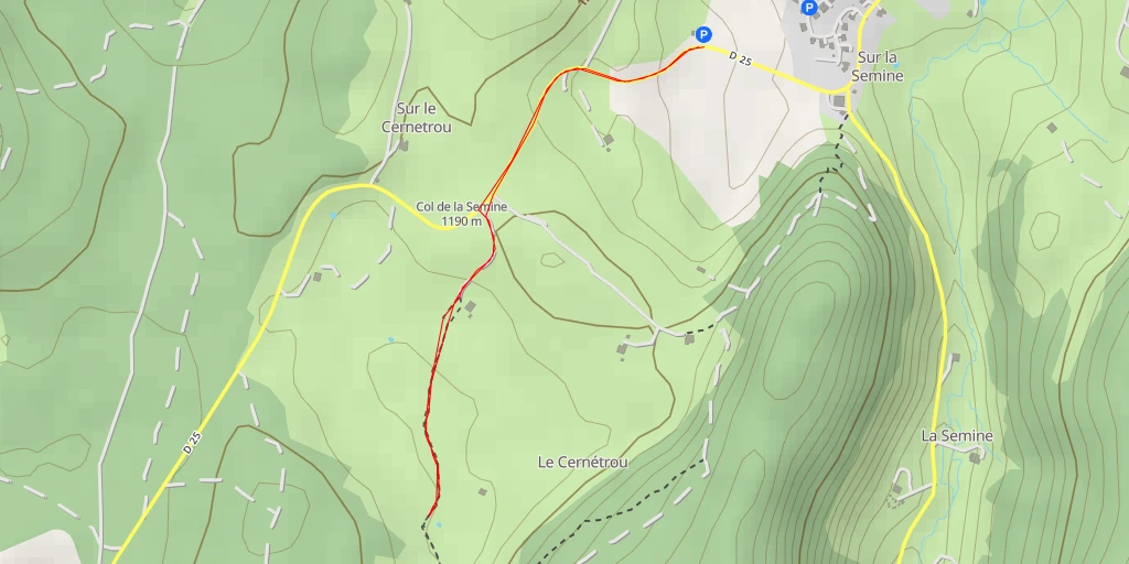 Map of the trail for Route forestière du Cernétrou