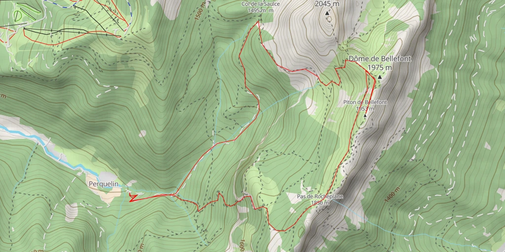 Map of the trail for Piton de Bellefont