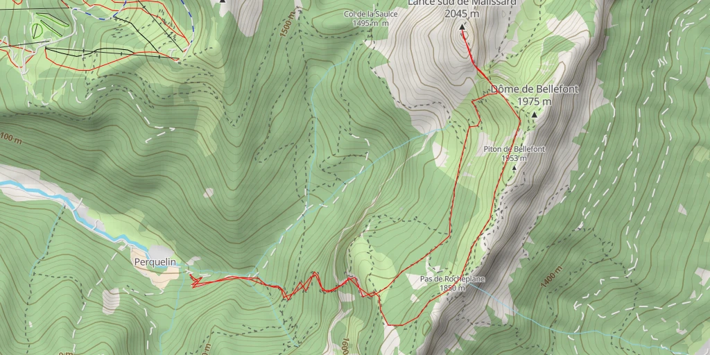 Map of the trail for Lance sud de Malissard