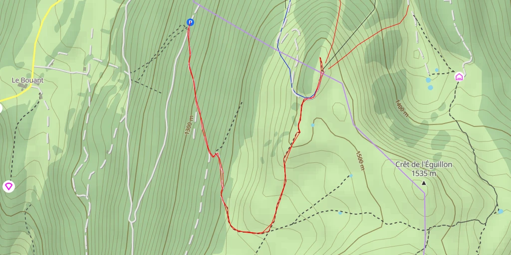 Map of the trail for Crêt des Frasses