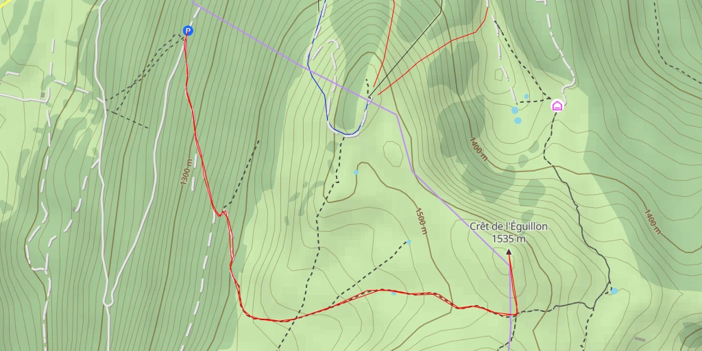 Map of the trail for Crêt de l'Éguillon