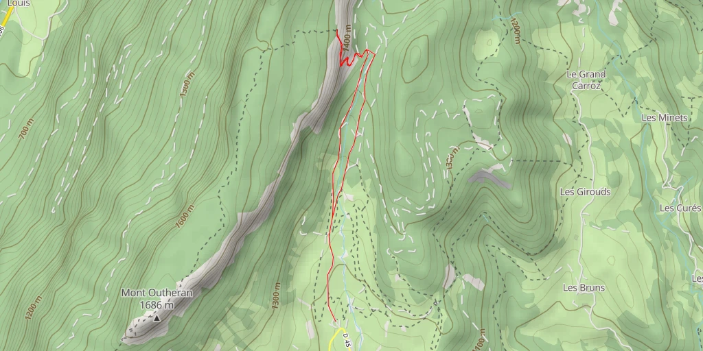 Carte de l'itinéraire :  Piste du Planet au Grapillon