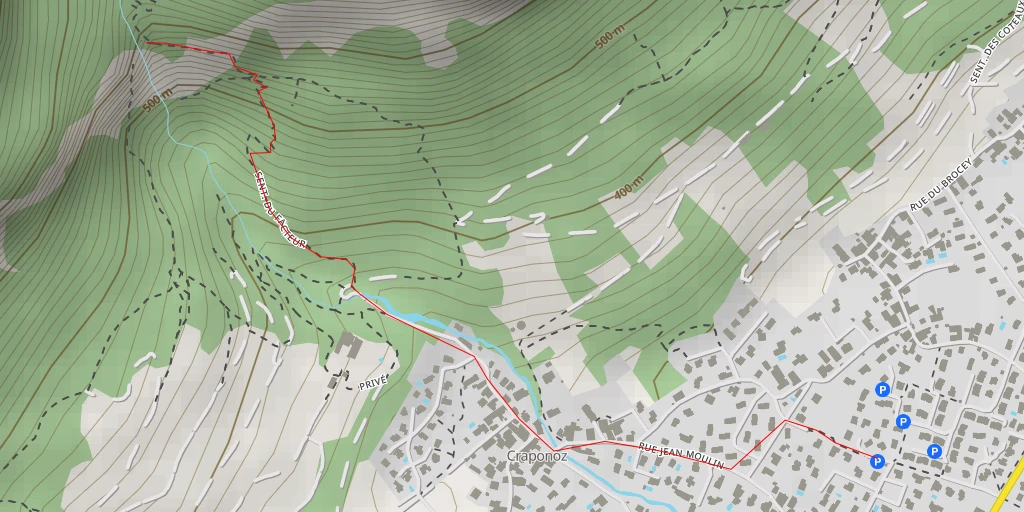 Map of the trail for Cascade de Craponoz