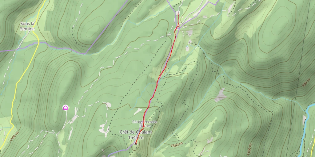 Carte de l'itinéraire :  Crêt de Chalam