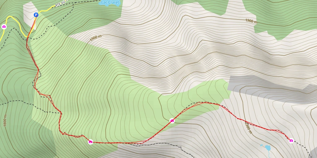 Map of the trail for Lac de la Courbe