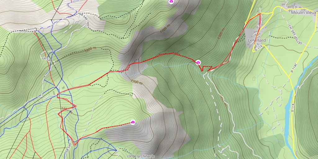 Map of the trail for La Chinarde