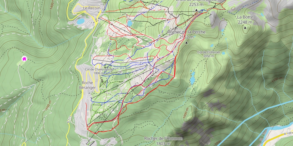 Map of the trail for Croix de Chamrousse Depuis Chamrousse - Roche Béranger