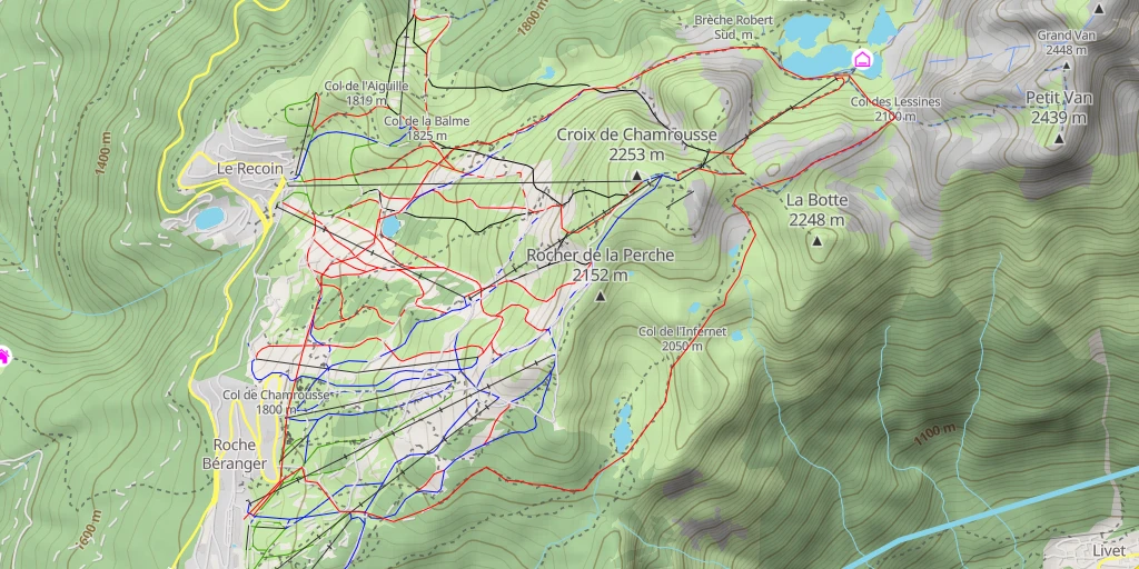 Map of the trail for Col de la Botte Tour des lacs Robert et du lac Achard