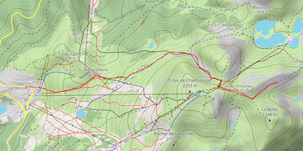 Map of the trail for Lacs Robert - Chamrousse