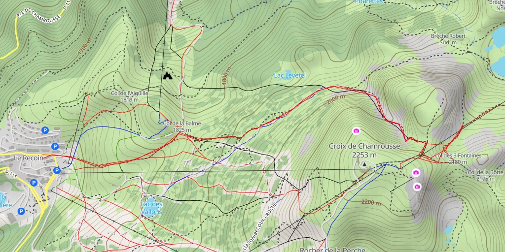 Map of the trail for Via Ferrata des Lacs Robert - Passerelle himalayenne de la Croix de Chamrousse - Chamrousse