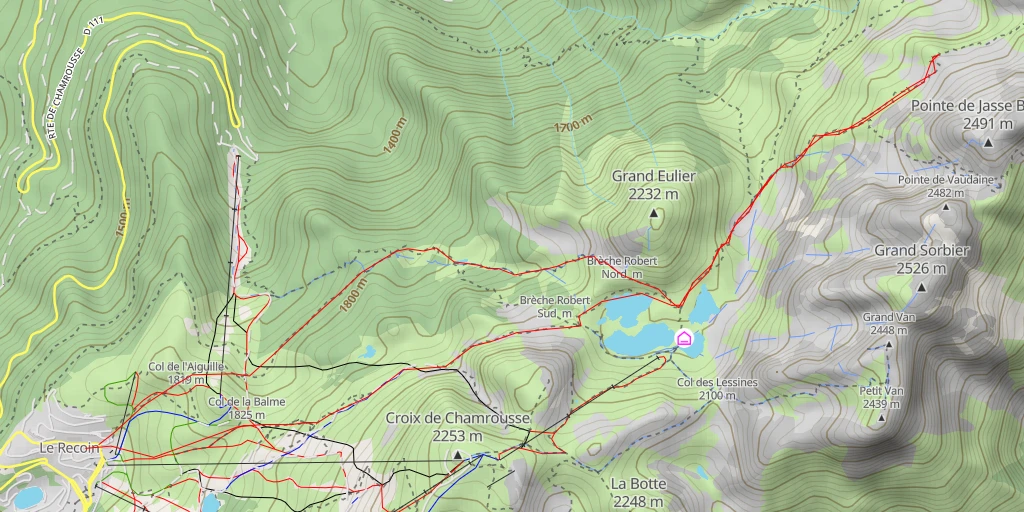 Map of the trail for Lac Léama