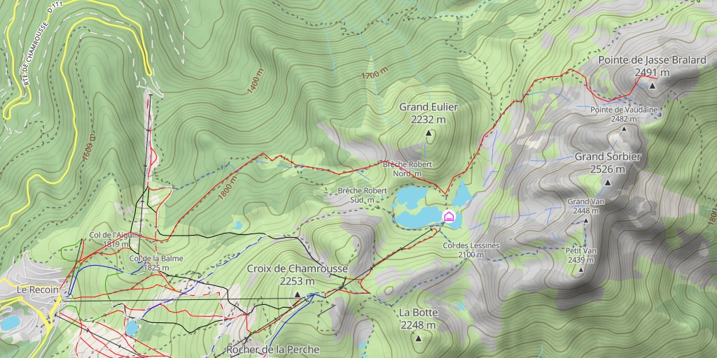 Map of the trail for Pointe W de Jasse Bralard Pointes de Jasse Bralard - Anneau Mystique - 140 m 