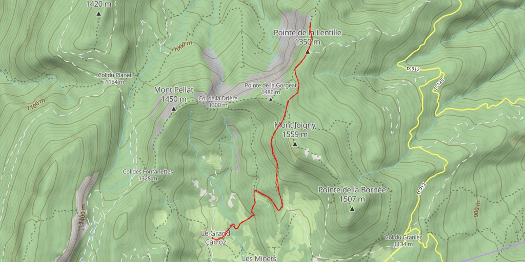 Carte de l'itinéraire :  Chemin de la Montagne