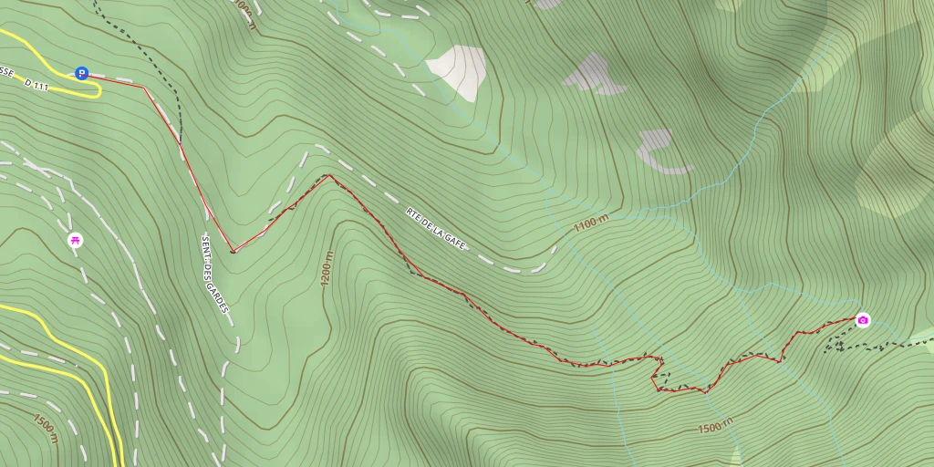 Carte de l'itinéraire :  Cascade de l'Oursière - Saint-Martin-d'Uriage