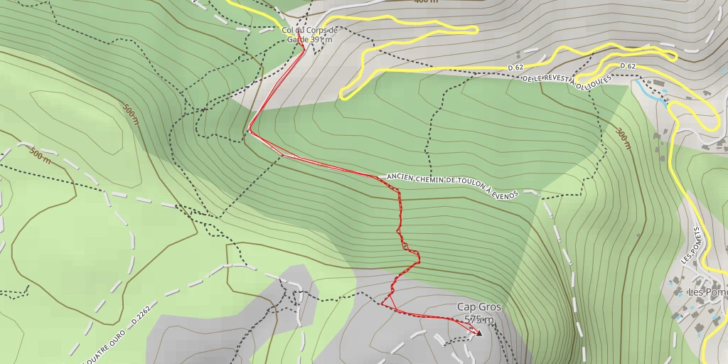 Map of the trail for Cap Gros