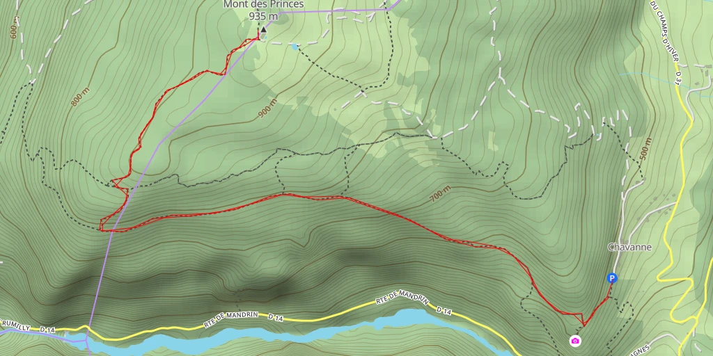 Map of the trail for Mont des Princes